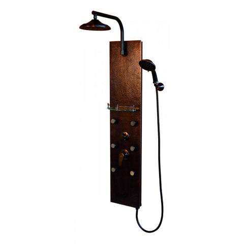 PULSE ShowerSpas Sedona ShowerSpa 1041 Hammered Copper ORB Shower Panel - Cloud 9 Shower Heads