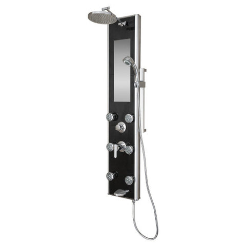 PULSE ShowerSpas Leilani ShowerSpa 1022-B Black Glass Shower Panel - Cloud 9 Shower Heads