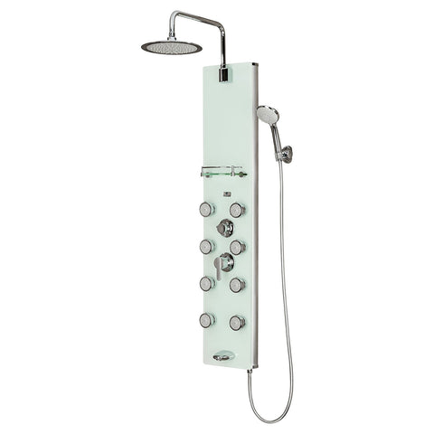 PULSE ShowerSpas Lahaina ShowerSpa 1030 White Glass Shower Panel - Cloud 9 Shower Heads