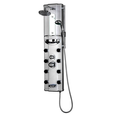 ARIEL 8-Jet Aluminum Alloy Shower Panel 9002 with Rain Shower Head - Cloud 9 Shower Heads