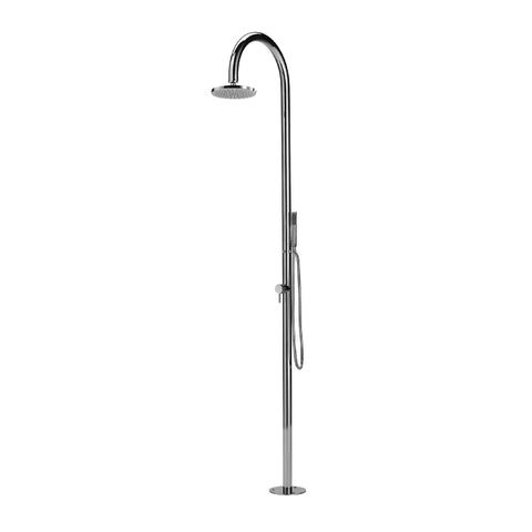 Outdoor Shower Co "Origo" Free Standing Single Supply Shower Unit - Hand Spray - 8" Shower Head - FTA-C50AS-CHS-M