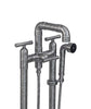 Sonoma Forge - Waterbridge Floor Mount Tub Filler W/ Handshower - WB-RTF-FM-LBO-HS