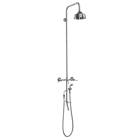 Outdoor Shower Co. Stainless Steel Valve, 6” Shower Head, 8” Center Spread, Foot Shower, Hand Spray WMHC-445-DLX-FS-SS