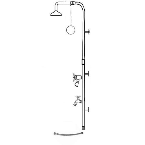 Outdoor Shower Co. PM750PCVADA 8” Shower Head, Hose Bibb, Foot Show