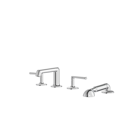 Aquabrass 4-Piece Deckmount Tub Filler with Handshower and 2 Mixers - Polished chrome