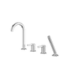 Aquabrass 4-Piece Deckmount Tub Filler with Handshower and 2 Mixers - Polished chrome