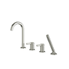 Aquabrass 4-Piece Deckmount Tub Filler with Handshower and 2 Mixers - Polished nickel