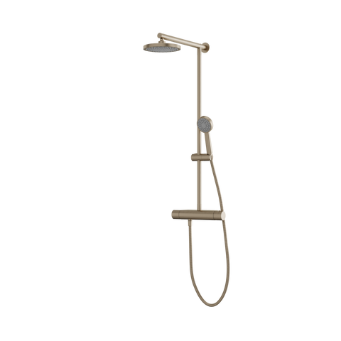 Aquabrass Tekno 1/2 Inch Thermostatic Shower Column - Brushed stainless steel