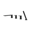 Aquabrass 4-Piece Deckmount Tub Filler with Handshower and 2 Mixers - Black