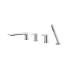 Aquabrass 4-Piece Deckmount Tub Filler with Handshower and 2 Mixers - Polished chrome