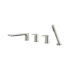 Aquabrass 4-Piece Deckmount Tub Filler with Handshower and 2 Mixers - Polished nickel
