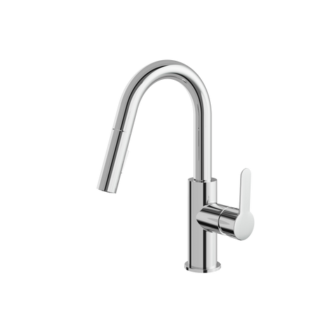 Aquabrass Barley Pull-Down Dual Stream Mode Kitchen Faucet - Polished chrome