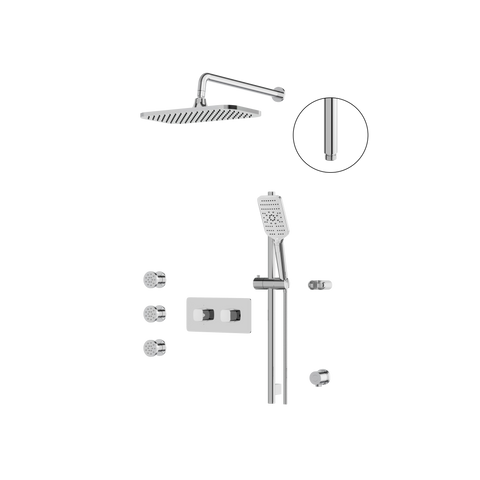 Aquabrass Inabox03 3-Way Shared Shower Faucet - Polished chrome