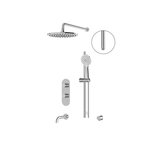 Aquabrass Showerbox02N 3-Way Shared Shower System - Polished chrome