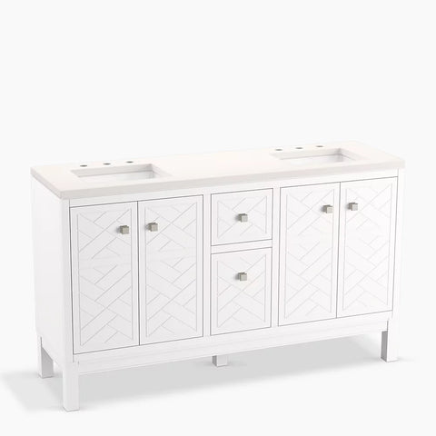 Kohler Beauxline® 60" Bathroom Vanity Cabinet with Sink and Quartz Top - K-33532-ASB-0