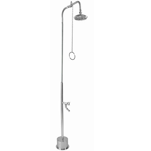 Outdoor Shower Co 8” Shower Head, Foot Shower BS-1200-PCV-CHV