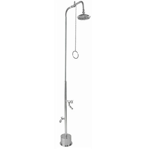 Outdoor Shower Co 8” Shower Head, Hose Bibb, Foot Shower BS-2000-PCV-CHV