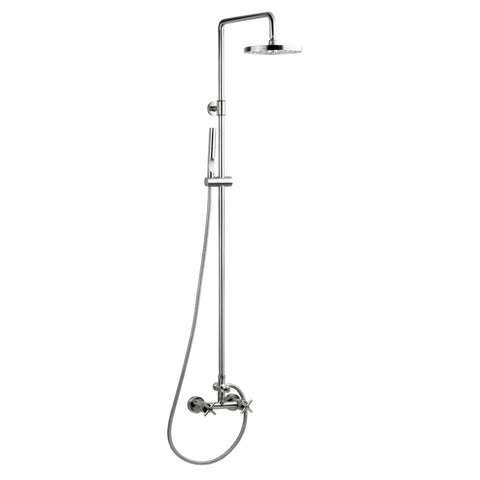Outdoor Shower Co CAP-115ABS-8' Wall Mount Unit with 8" Shower Head, Hand Spray & Hose