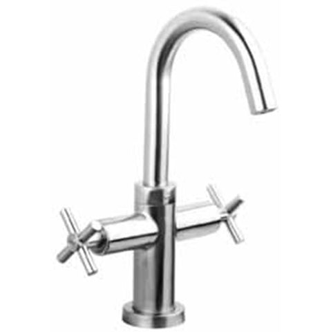 Outdoor Shower Co Hot & Cold Faucet - "Smooth" Cross Handle - Curved Spout - CAP-2002-D2