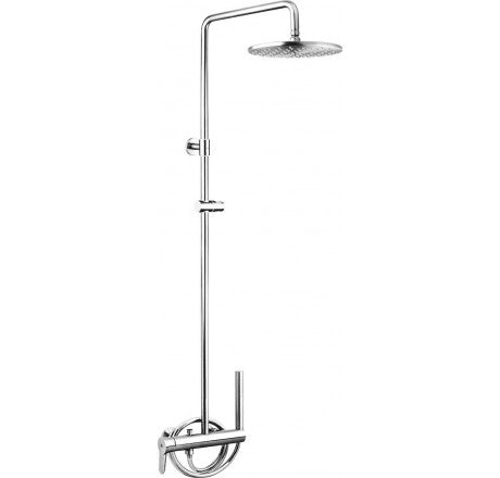 Outdoor Shower Co Wall Mount Hot & Cold Shower - "Riviera" Lever Handle Valve, 10" Shower Head, Hand Spray & Hose - 316 Stainless Steel- CAP-144RDS-10