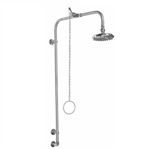 Outdoor Shower Co. WM-442-PCV - 6” Chrome Plated Brass Pull Chain Shower Head