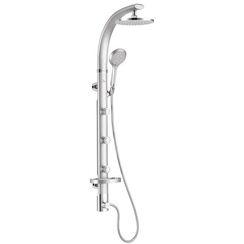 PULSE ShowerSpas Bonzai ShowerSpa 1017-S Silver Aluminum Shower System - Cloud 9 Shower Heads