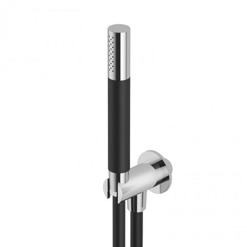 Outdoor Shower Co FTA-SK-HS "Waterline" Stainless Steel/Black Resin Hand Spray, Black PVC Hose & Wall Coupling